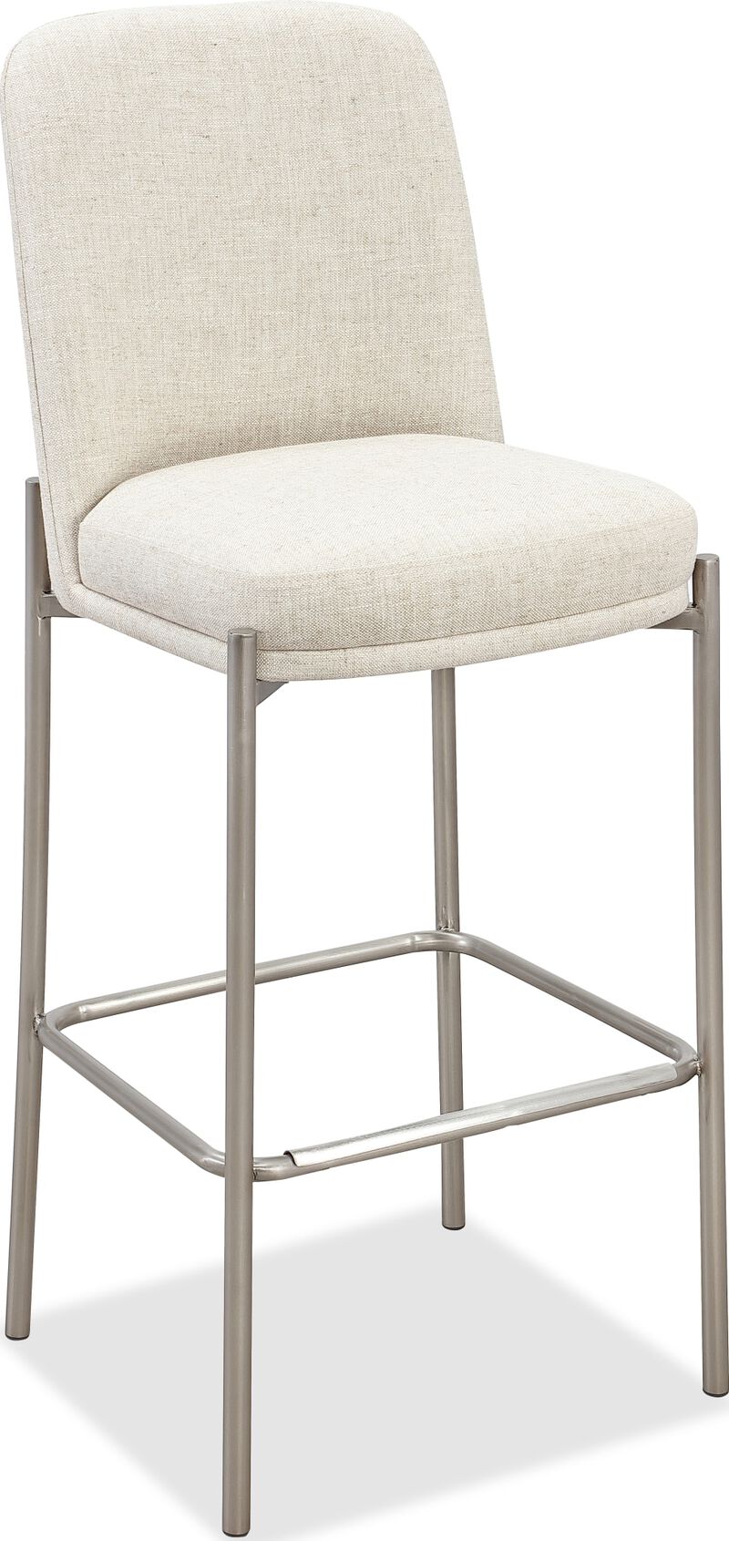 Dion Upholstered Bar Stool in Natural Light Linen and Brushed Nickel Metal - Set of 2