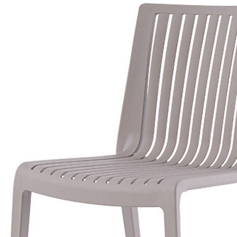 HomeRoots Set of Two Taupe Heavy Duty Plastic Outdoor Stacking Accent Chairs image number 5