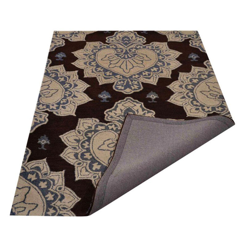 RUGSOTIC CARPETS HAND TUFTED WOOL ECO-FRIENDLY AREA RUGS  - 5'x8', Rectangle Shape, Cream & Brown, Floral Modern Design, High Pile Thick Handmade Area Rugs for Living Room, Bed Room (K00507)