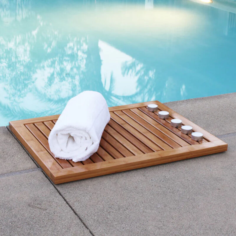 Oceanstar Bamboo Floor and Bath Mat with Non-Slip Rubber Feet