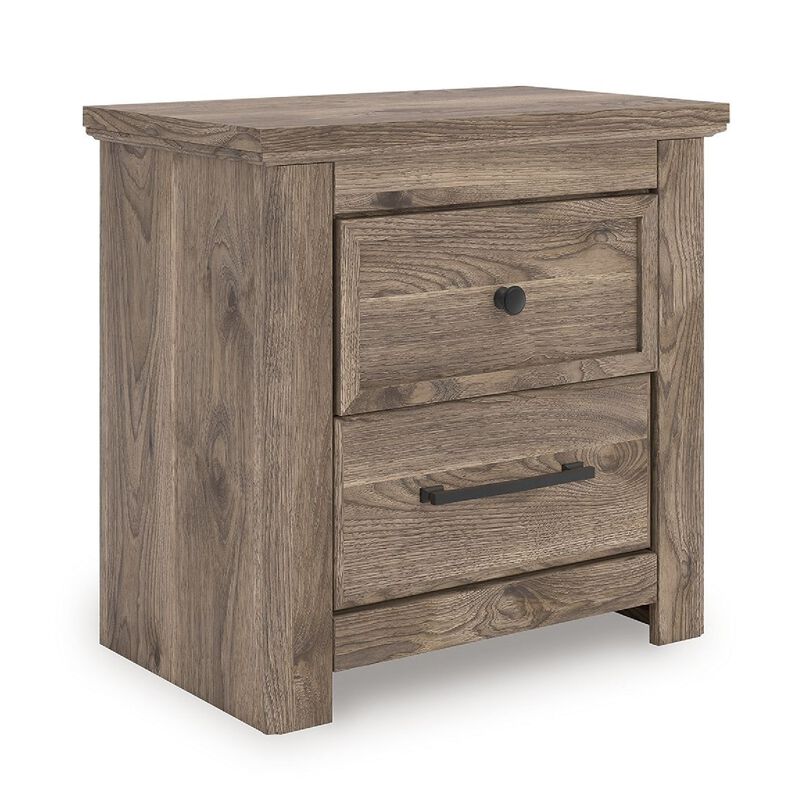 Cota Nightstand, 2 Drawers with Bronze Handles, USB Port, Dark Brown image number 0