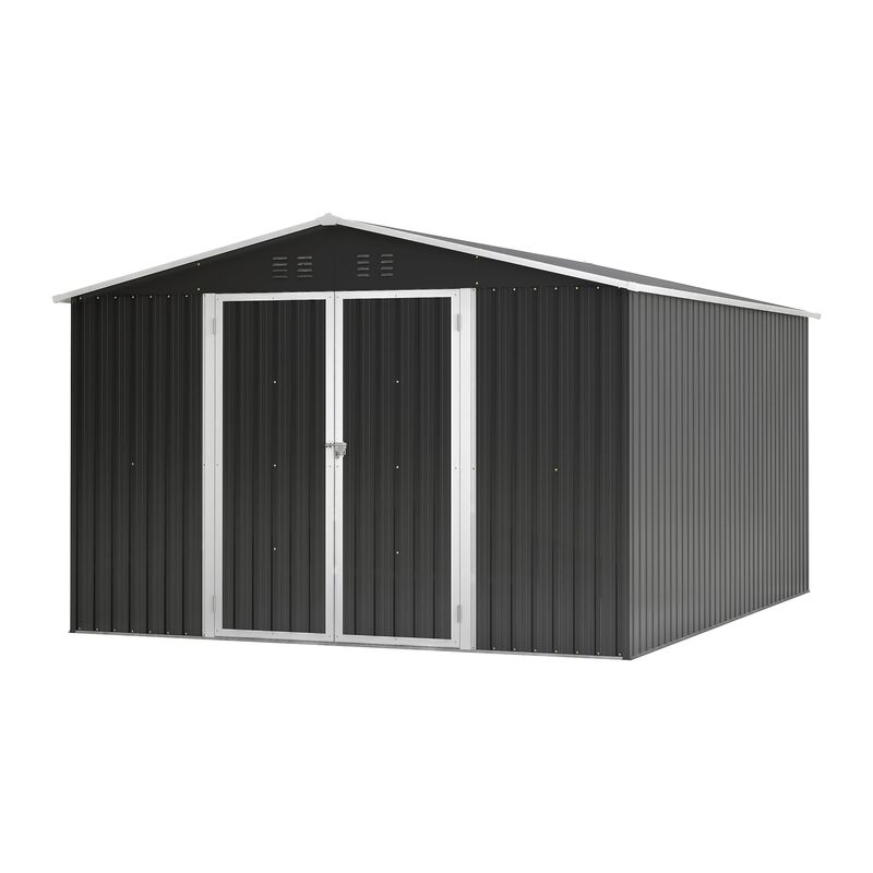 10FT x12 FT Outdoor Storage Shed, Utility Metal Tool Storage with Lockable Doors image number 0