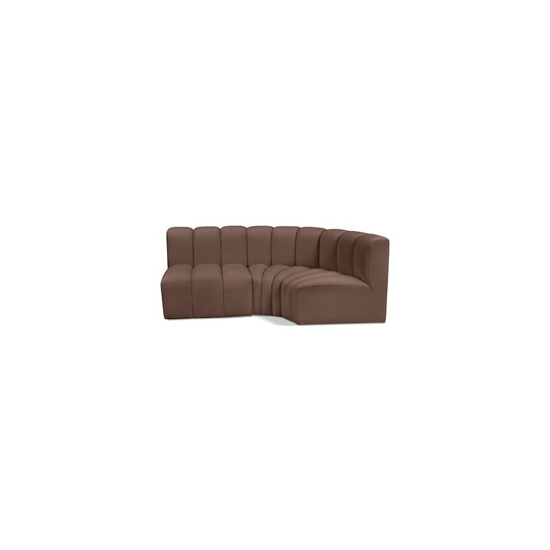 Meridian Furniture Arc Brown Vegan Leather Modular Sofa