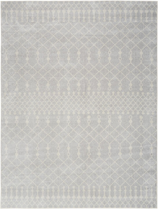 HomeRoots 8' X 10' Gray and Ivory Moroccan Power Loom Washable Area Rug