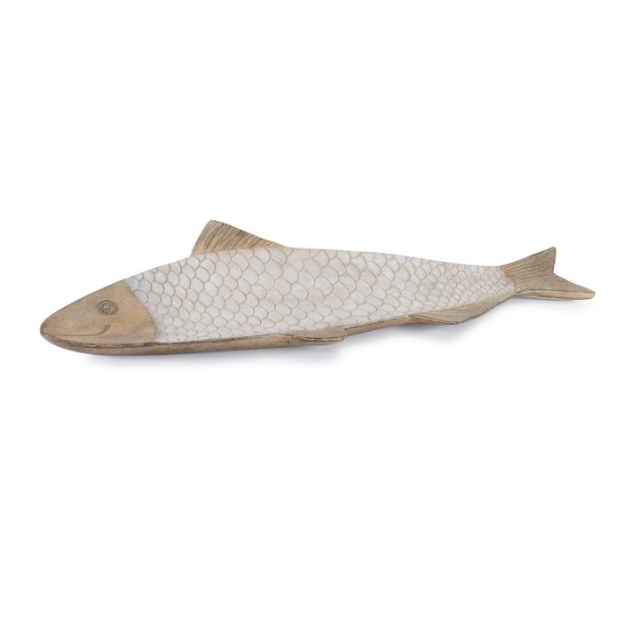 Ceramic Etched Fish Tray for Coastal Kitchen, Coffee Table, or Entryway Display