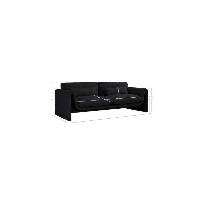 Meridian Furniture Stylus Black Boucle Fabric Sofa
