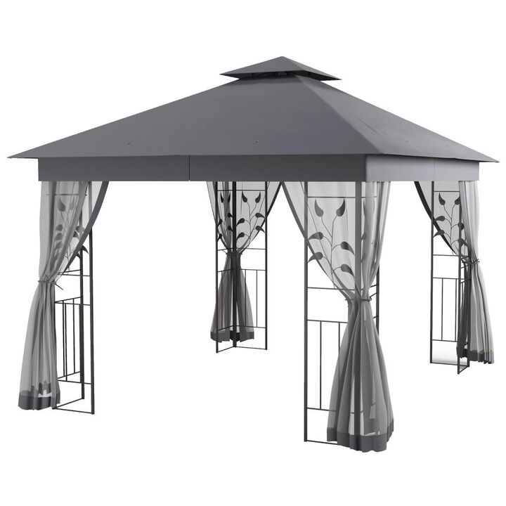 Hivvago 10' x 11.5' Outdoor Gazebo with Decorative Frame