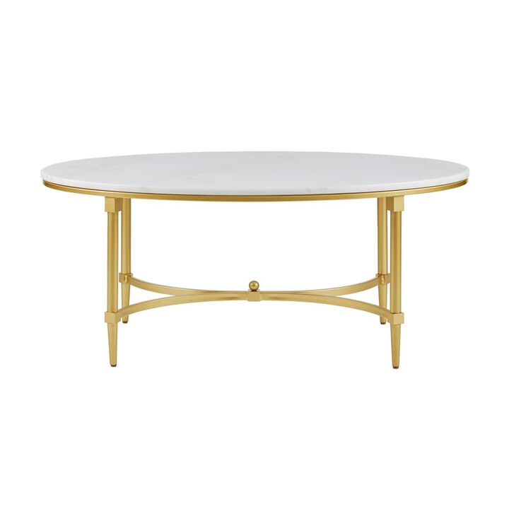 Gracie Mills Marlee Sophisticated Marble Coffee Table with Gold Legs - Assembly Required