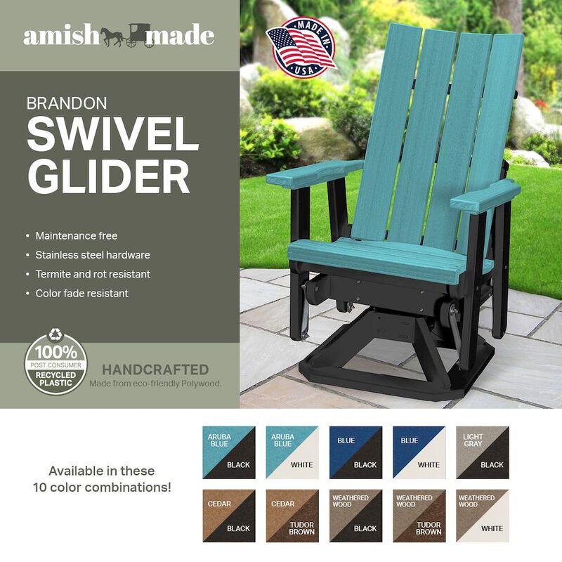 American Furniture Classics Brandon Swivel Glider in Light Grey on a Black Base