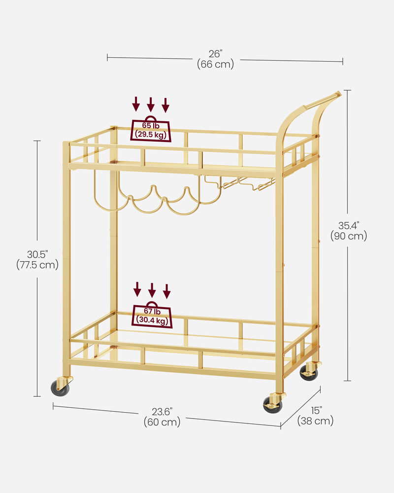 Gold Bar Cart – Stylish and Elegant Drink Station for Home Entertaining