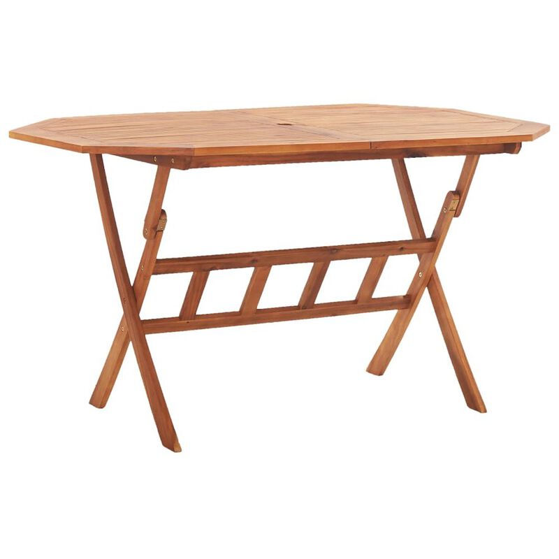 Garden Table Brown Solid Acacia wood 53.1x33.5x29.5 in Foldable