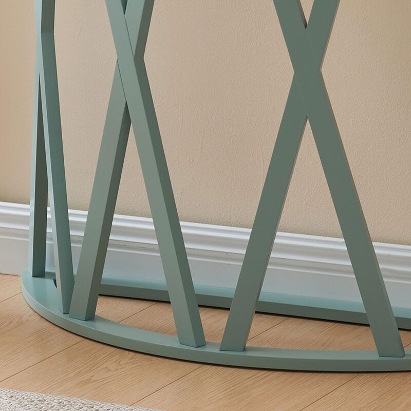 Kings Brand Furniture Vienna Console Table - Semicircular Side Coffee Table for Living Room, Bedroom (White)