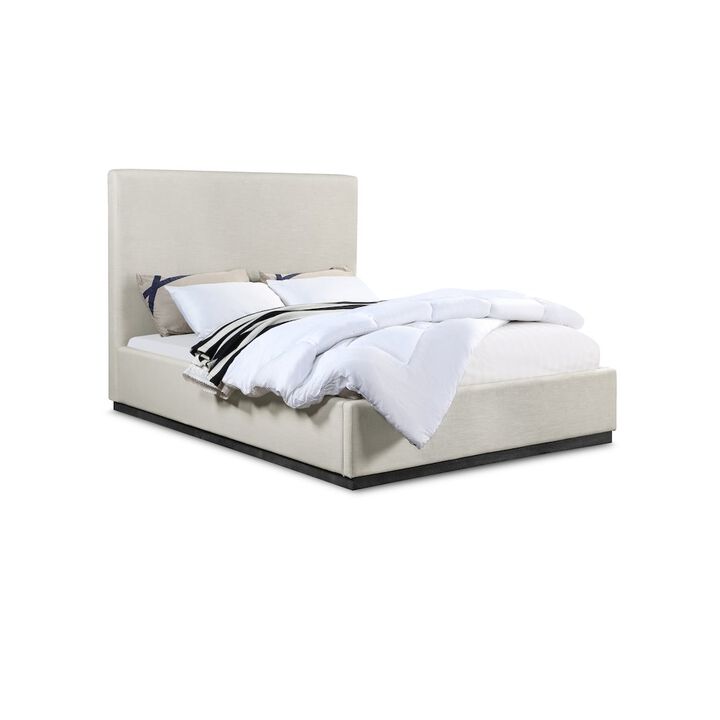 Meridian Furniture Alfie Beige Linen Textured Fabric King Bed