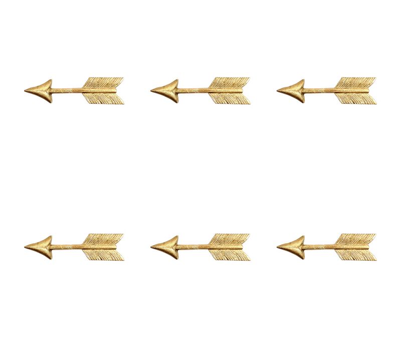 HomeRoots Set of Six Brass Cast Aluminum Arrow Drawer Pull Knobs image number 4