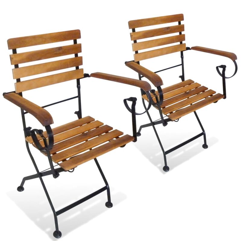 vidaXL Folding Patio Chairs 2 pcs Steel and Solid Wood Acacia image number 0