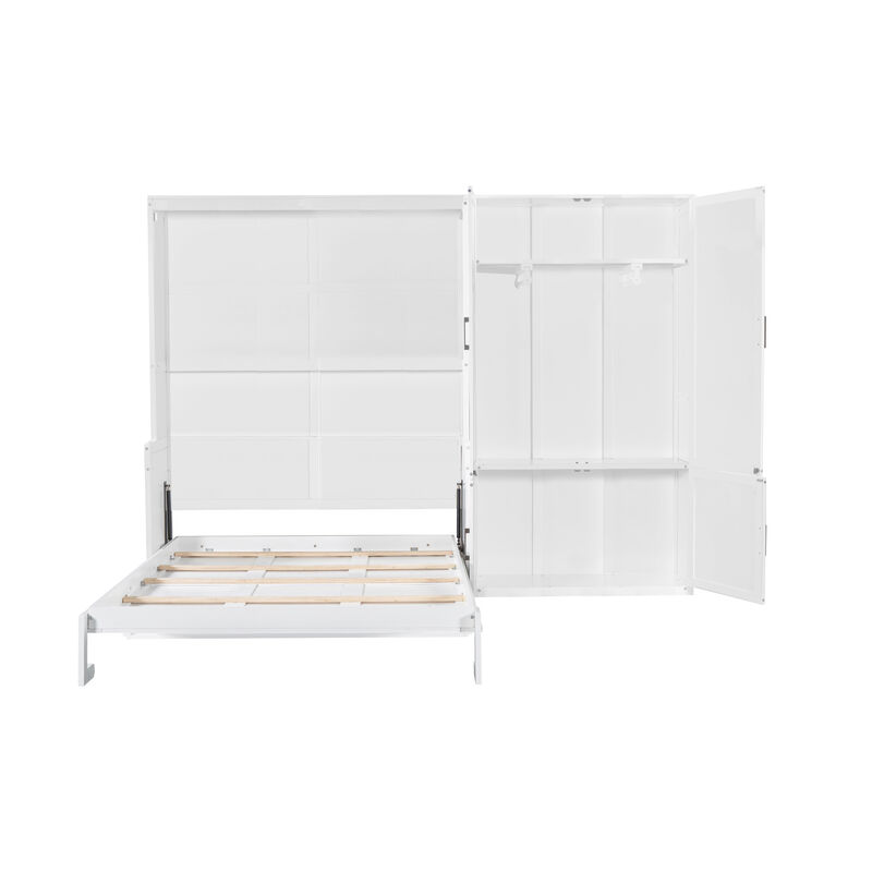 Whisen Modern Design Queen Size Murphy Bed, Folded into a Cabinet with Closet