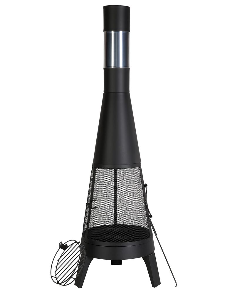 Outdoor Chiminea Firepit with Grill Mesh and Chimney for Wood Burning image number 0