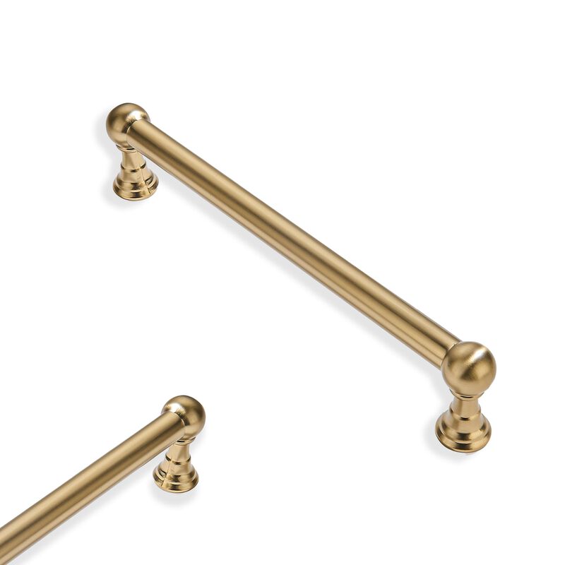 ZAUYX 2 Pack 5 Inch Hole Center Brushed Brass Cabinet pulls Solid Heavy Duty Drawer Handles Dresser Handles Cabinet Handles Bath