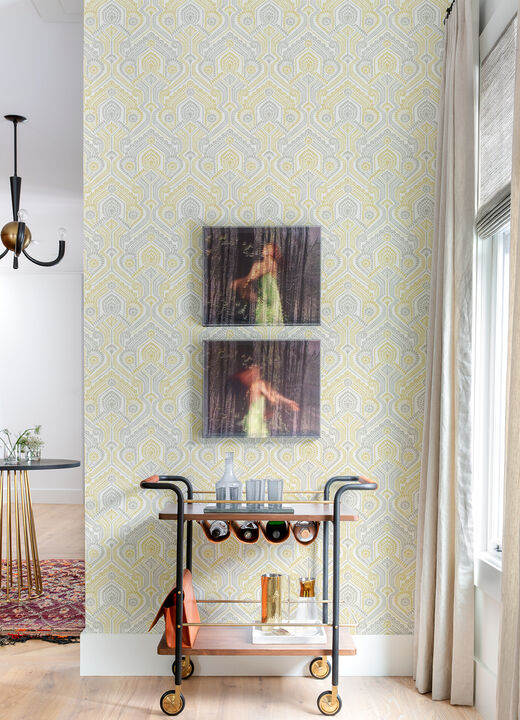 Fernback Yellow Ornate Botanical Wallpaper