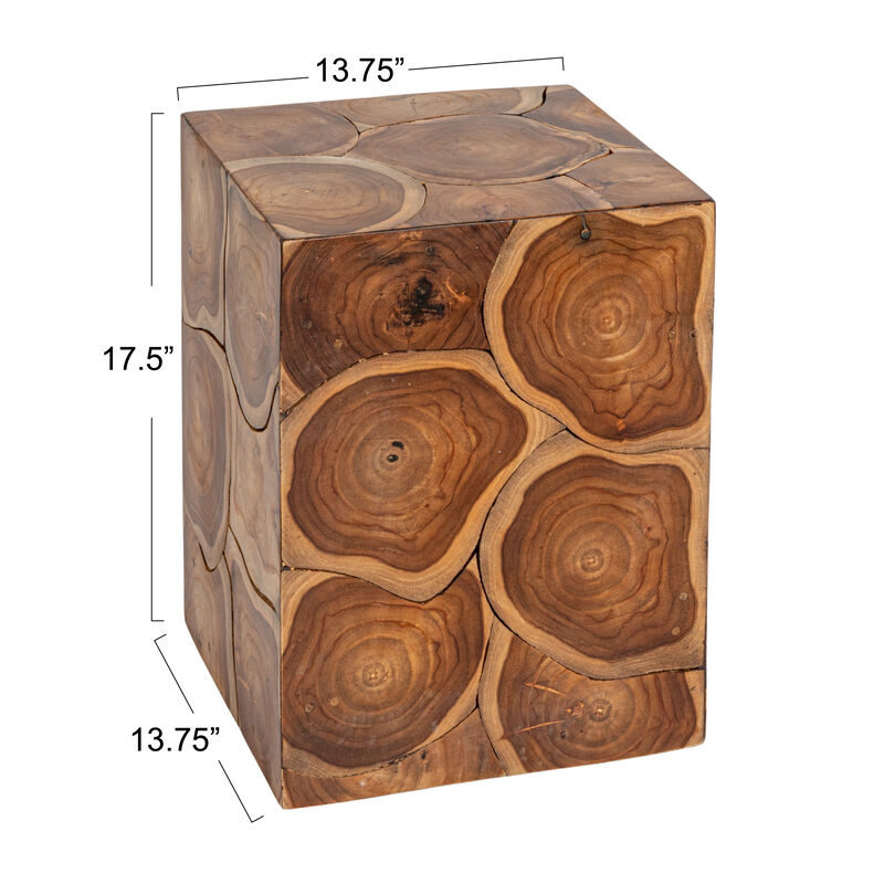 Rowena Interiors Teakwood Root Square End Table, Natural image number 3