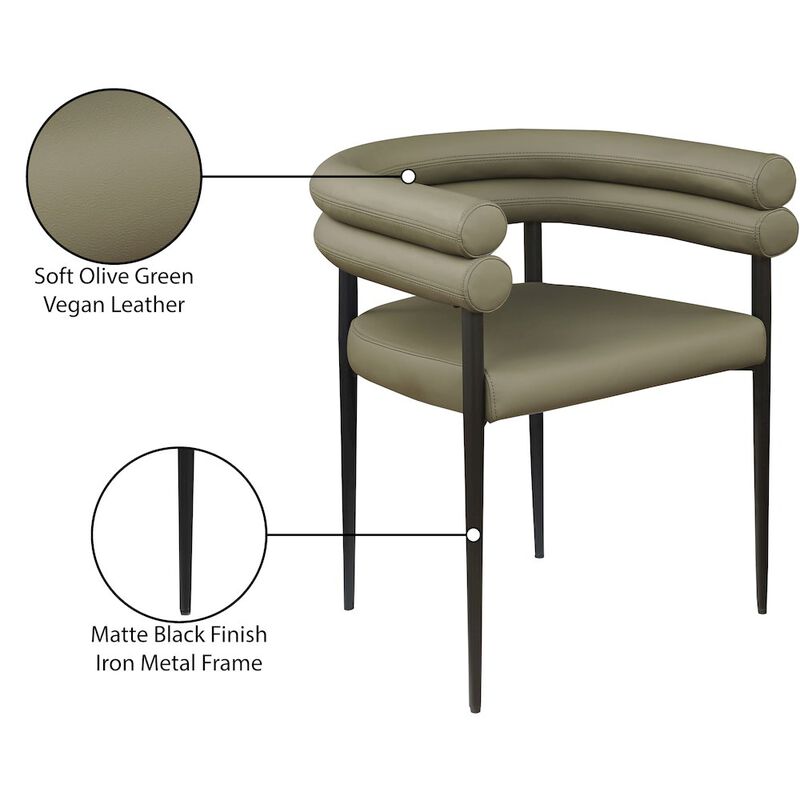 Meridian Furniture Lavina Olive Vegan Leather Dining Chair, Set of 2