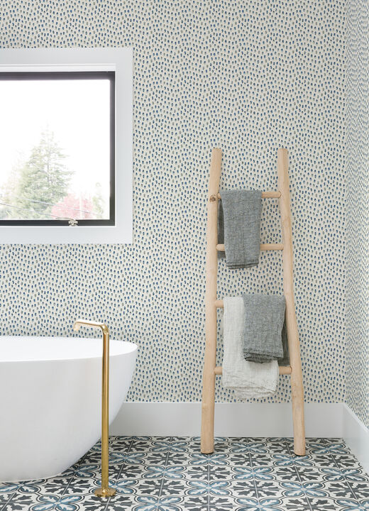 Sand Drips Blue Painted Dots Wallpaper (Set of 2)