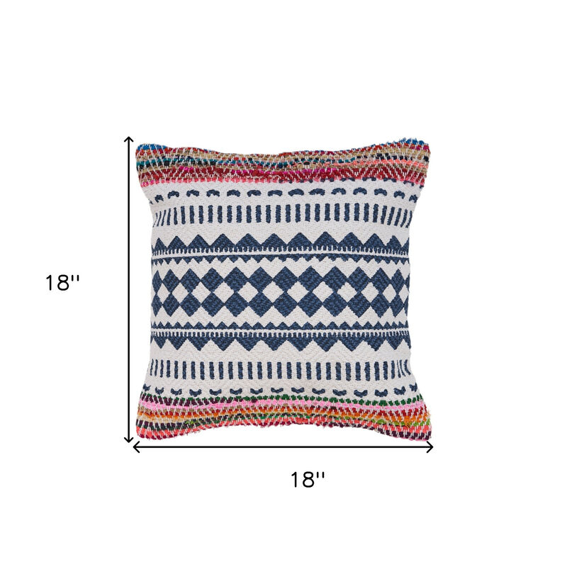 HomeRoots Set of Two Blue Geometric Cotton Throw Pillow image number 5