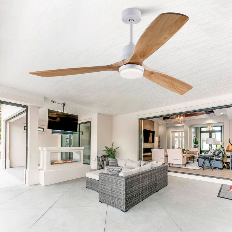 ELEMENT ACE 60 Inch Modern Ceiling Fan With Dimmable LED Light and Remote Control Featuring Solid Wood Blades image number 8