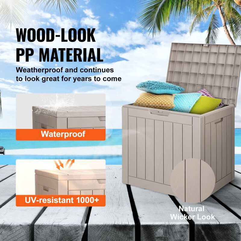 Outdoor Resin Deck Box 31 Gallon, Waterproof Storage for Cushions and Tools-Grey image number 5