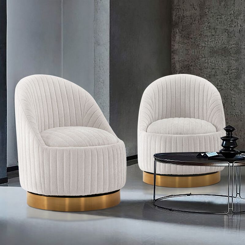 Leela Cream Swivel Accent Chairs (Set of 2)
