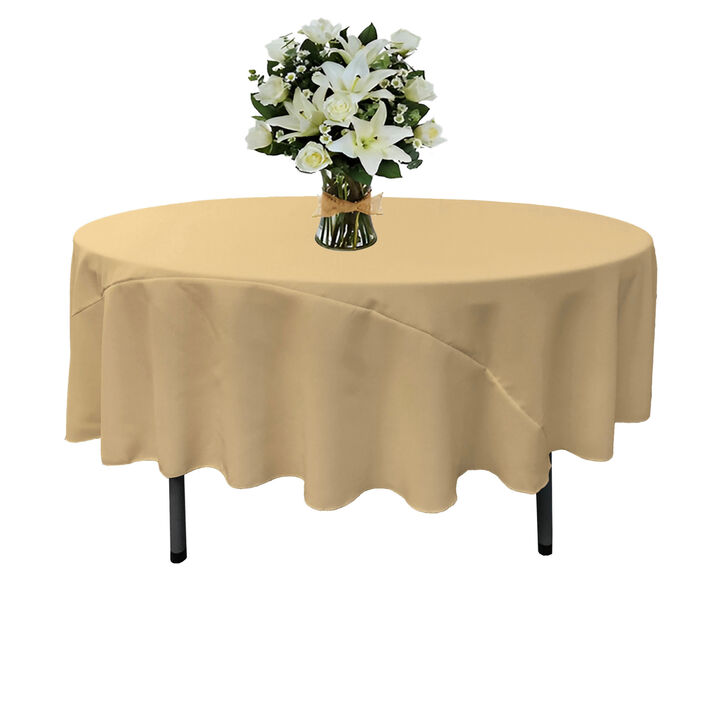Round Polyester Poplin Tablecloth for Weddings, Parties and Banquet Use