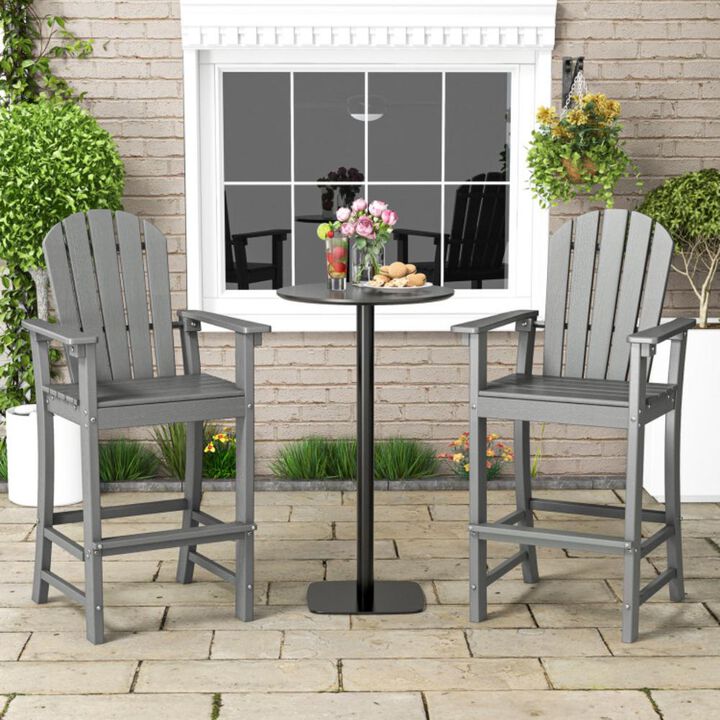 Hivvago Set of 2 Counter Height Outdoor HDPE Bar Stool with Armrests and Footrest