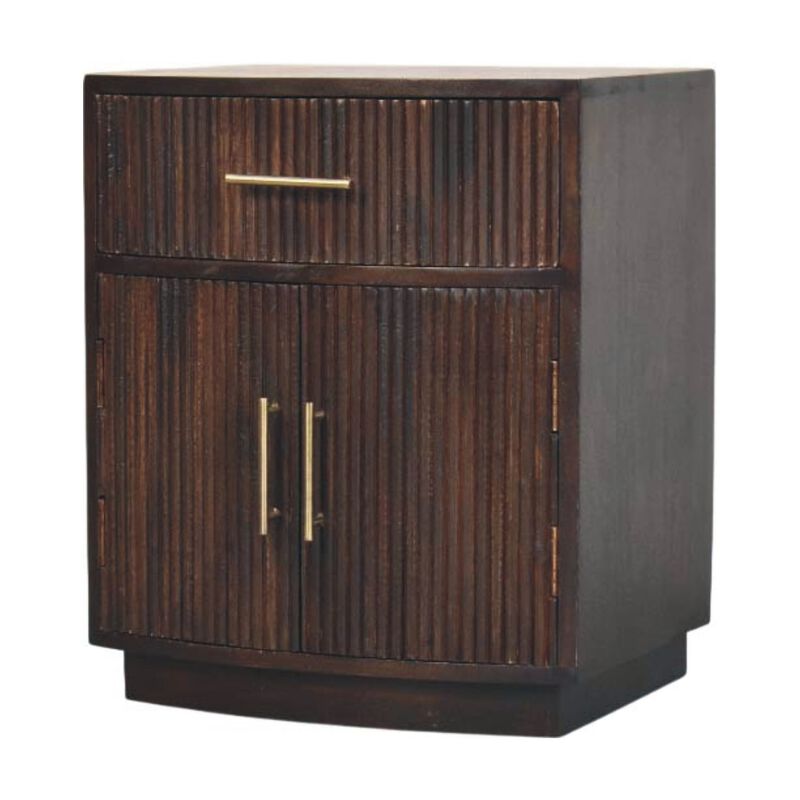 Artisan Furniture Solid Wood Milan Bedside,1 Drawer, 2 Inside Shelves, Dark Brown image number 2