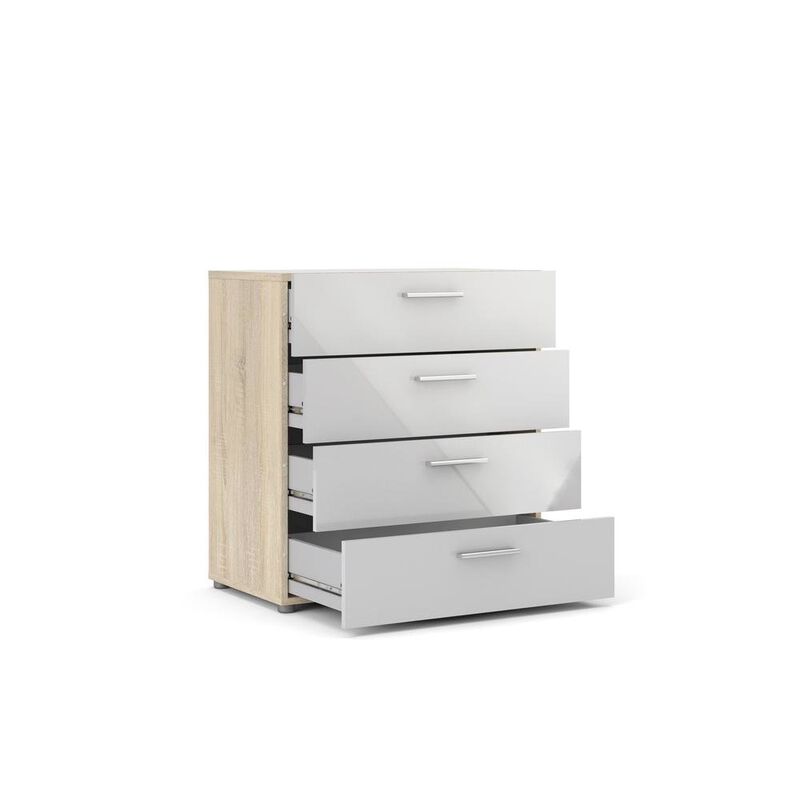 FurniFact White Wooden Dresser - 4 Drawer Bedroom Furniture for Storage and Organization