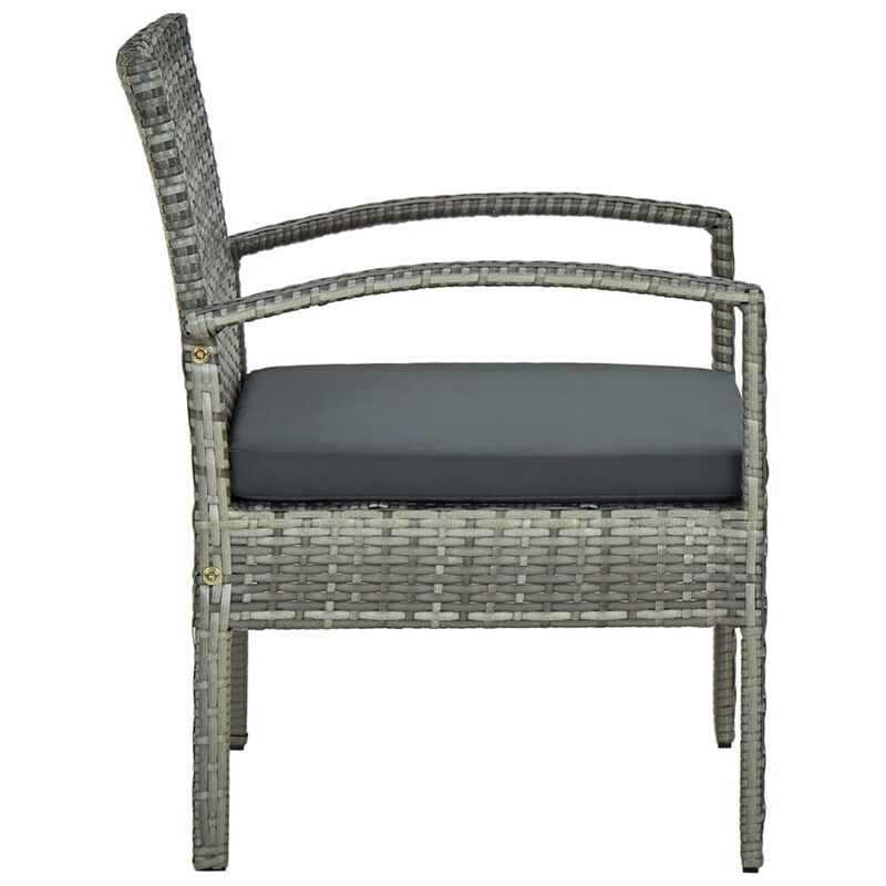 vidaXL Garden Chair with Cushion Poly Rattan Gray