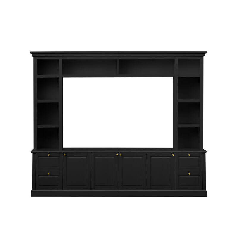 Merax Multifunctional TV Stand for 70" TVs with 3 Adjustable Shelves &ndash; Wine Rack image number 0