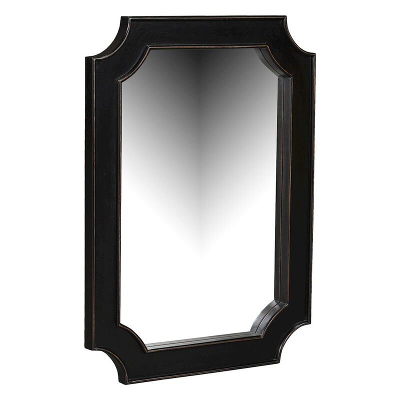 World Interiors Trento 31" Mirror in Distressed Black image number 0