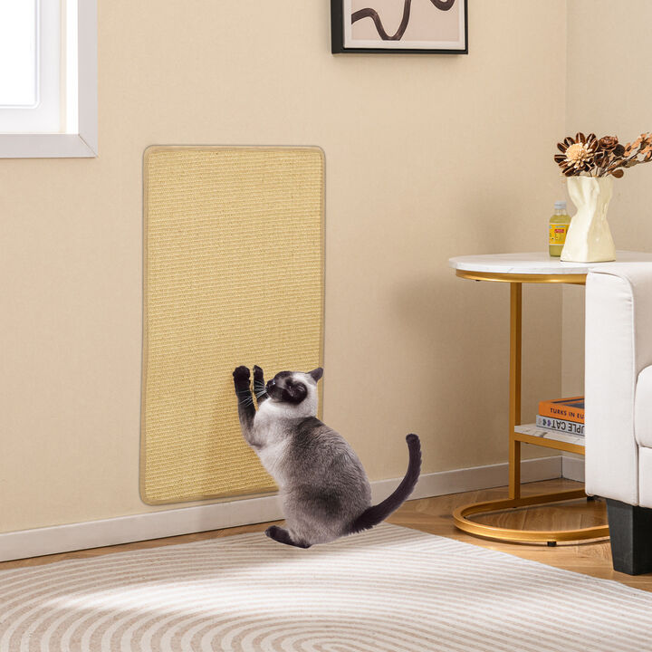 4 Piece Cat Scratching Pad Set for Indoor Cat Activity-Natural