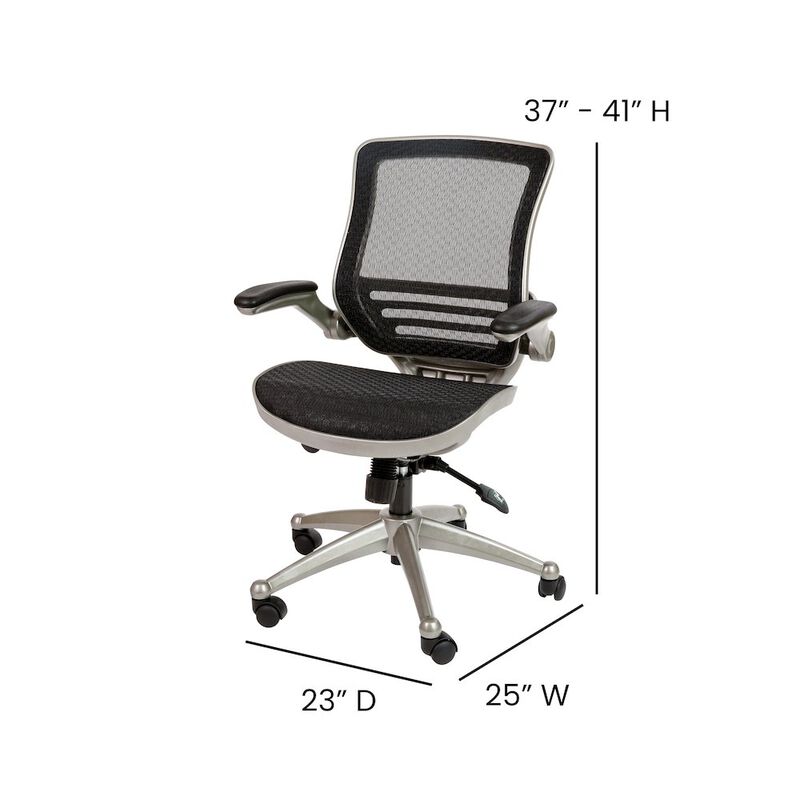Flash Furniture Mid-Back Black Mesh Executive Swivel Office Chair with Melrose Gold Frame image number 3