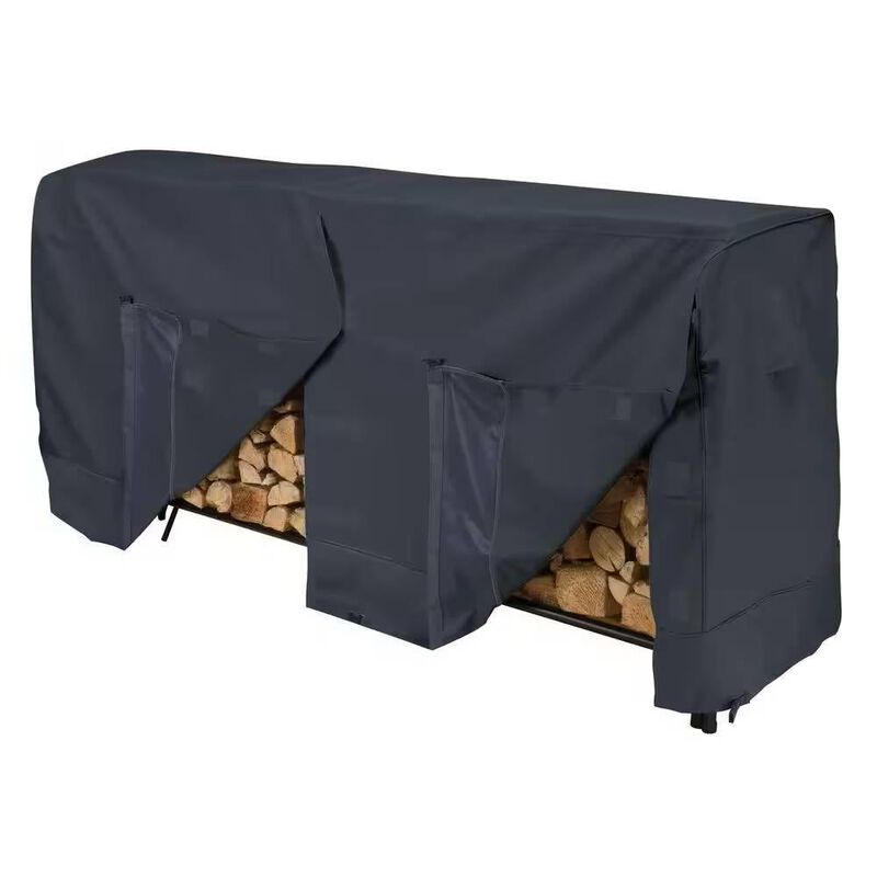 Hivvago Black Outdoor Firewood Rack Cover - Fits 8-ft. Log Rack