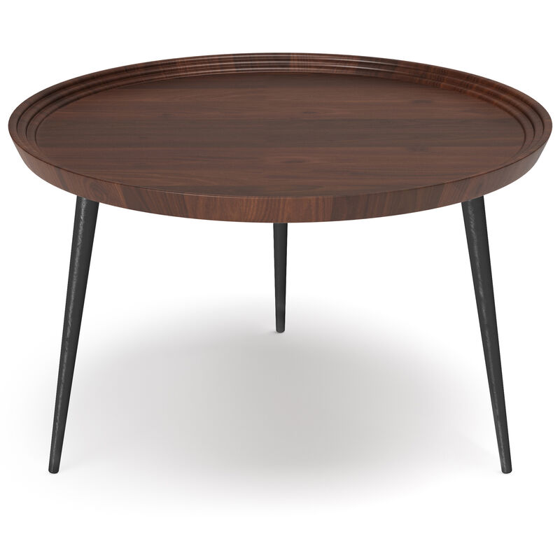 Clairmont SOLID ACACIA WOOD 30 inch Wide Round Modern Industrial Coffee Table in Cognac