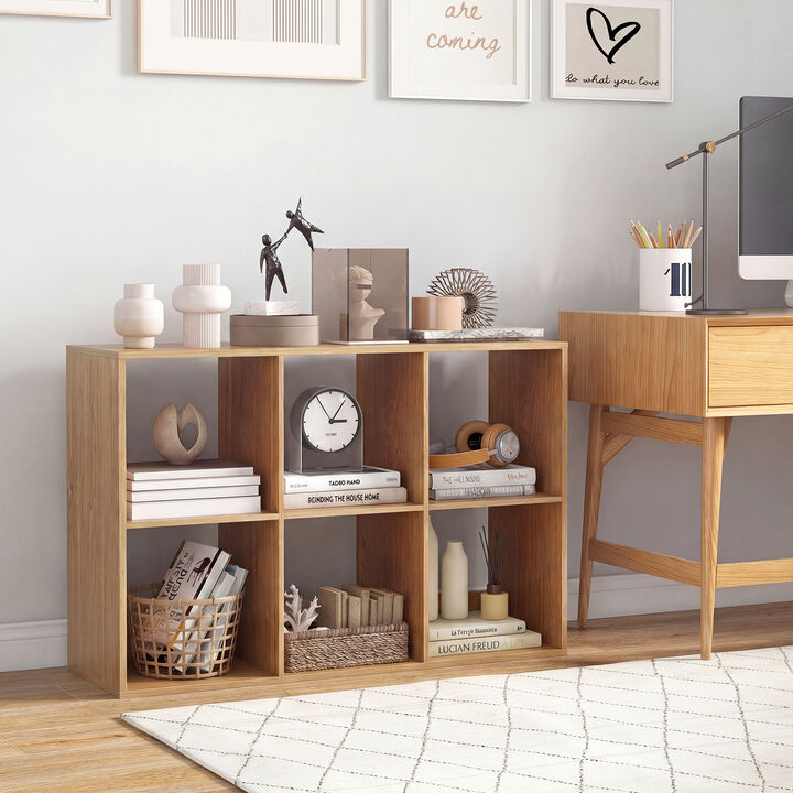 Large 6 Cube Storage Shelf with Back Guardrail for Bedroom