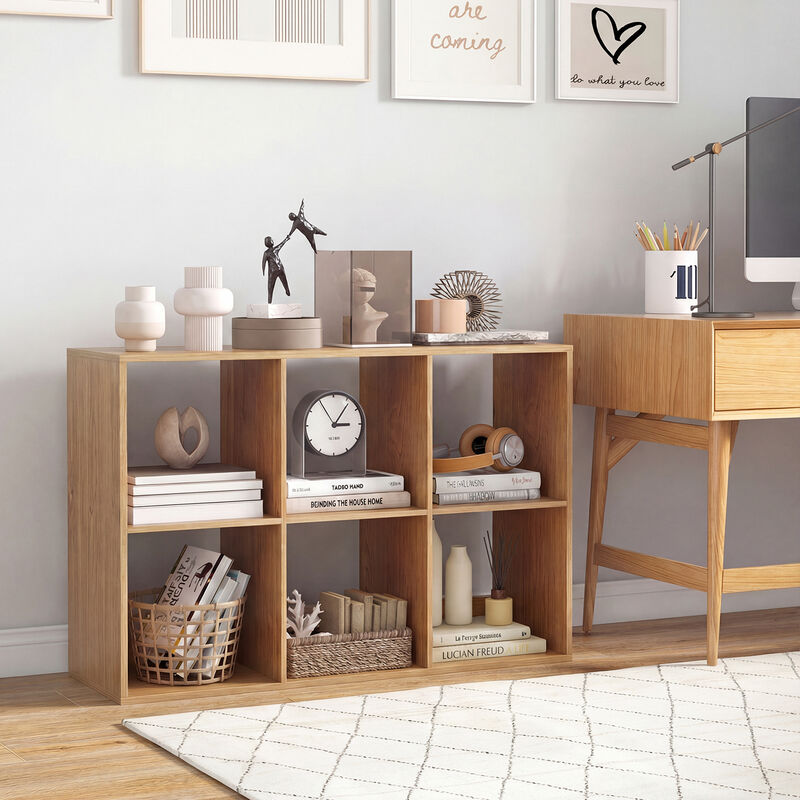Large 6 Cube Storage Shelf with Back Guardrail for Bedroom image number 1