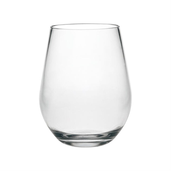 HomeRoots Set of Four Clear Tritan Plastic Stemless All Purpose Wine Glasses