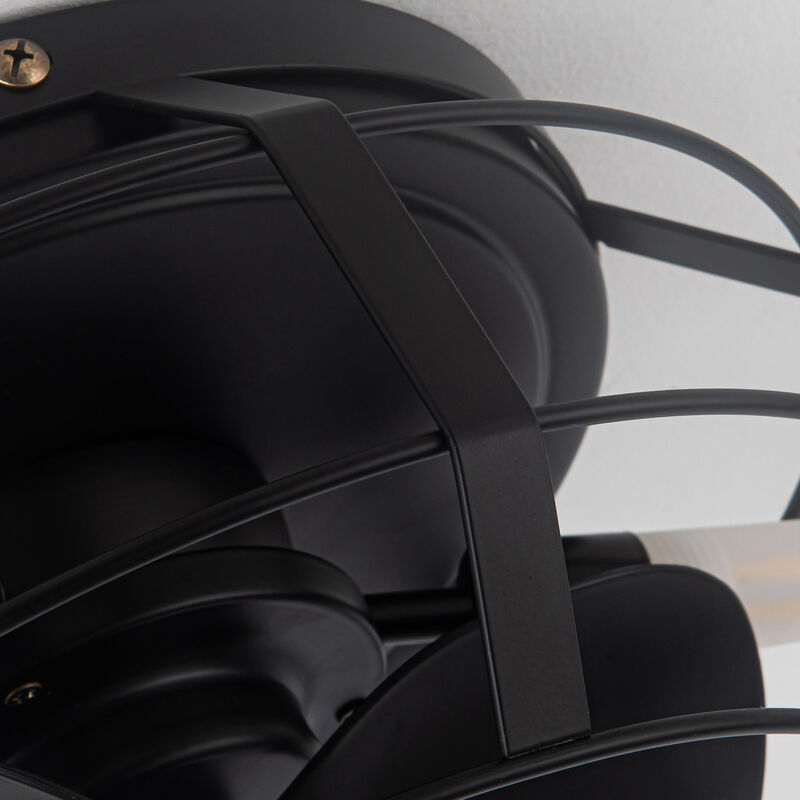 12.2 in. Matte Black Caged Propeller Ceiling Fan with Light and Remote