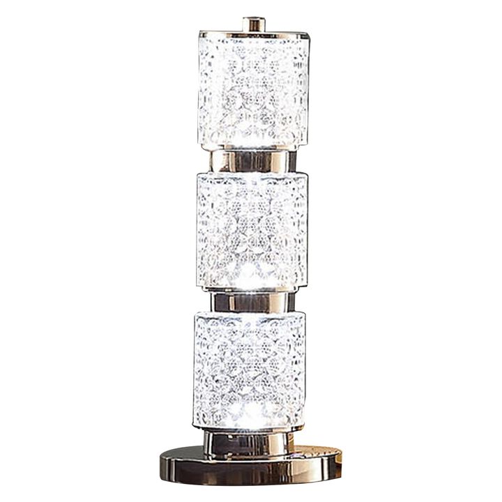 Siri 19 Inch Table Lamp with LED Glass Shade, Metal Base, Nickel Finish