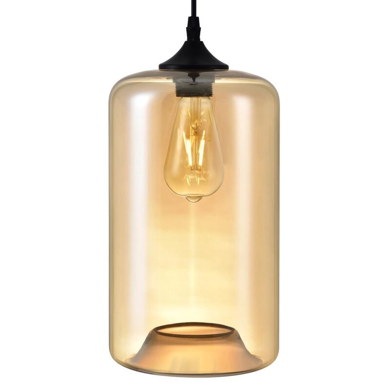 Glass 1 Light Down Mini Pendant With Cognac Finish