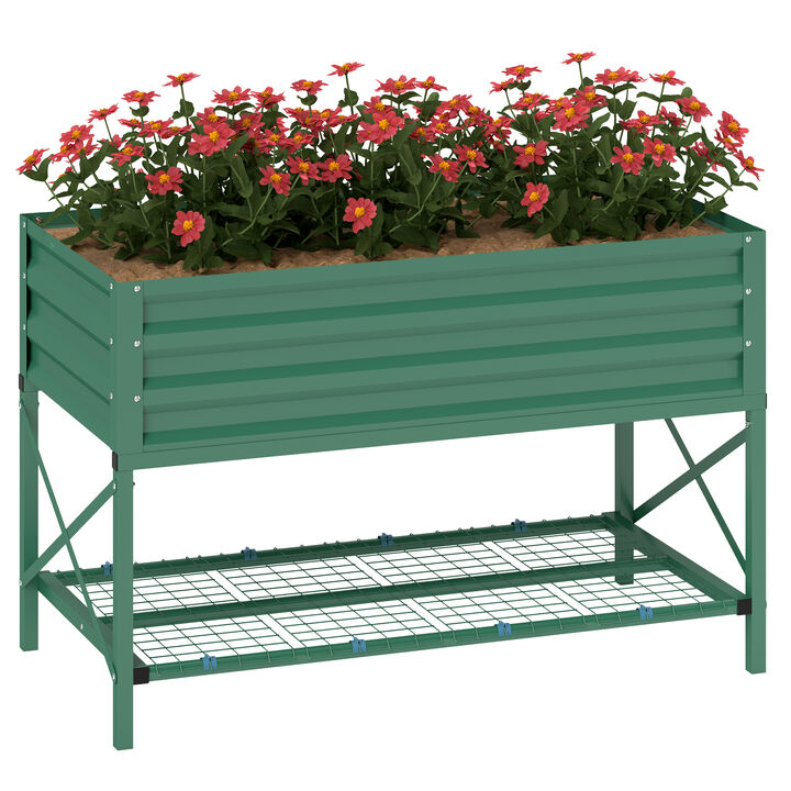 Hivvago Galvanized Garden Planter for Flowers and Herbs