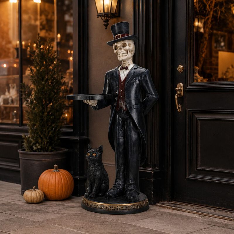 Fotson Halloween Resin Skeleton Butler Floor Statue image number 1