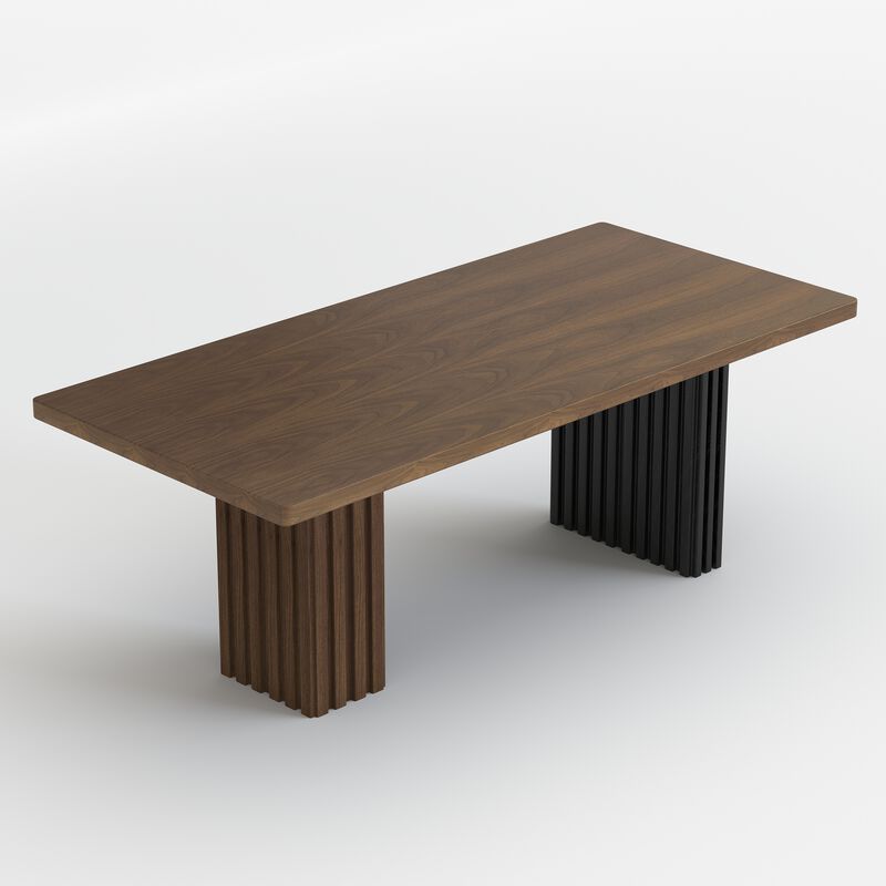 Wooden Dining Table with Brown & Black Wooden Legs 70.8" Brown
